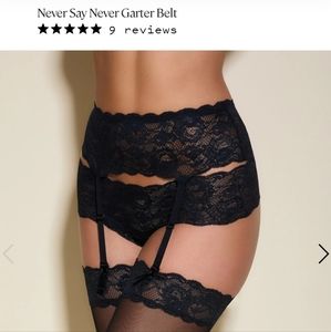NWT Cosabella "Never Say Never" black lace lingerie garter belt (only), size O/S